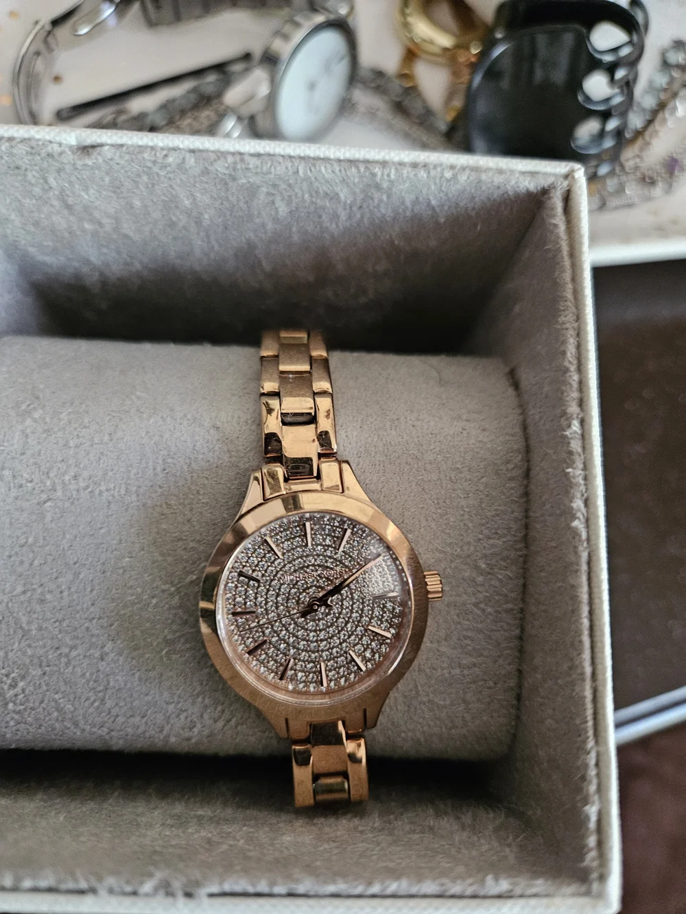 Michael Kors Rose Gold Crystal-Embellished Bracelet Watch